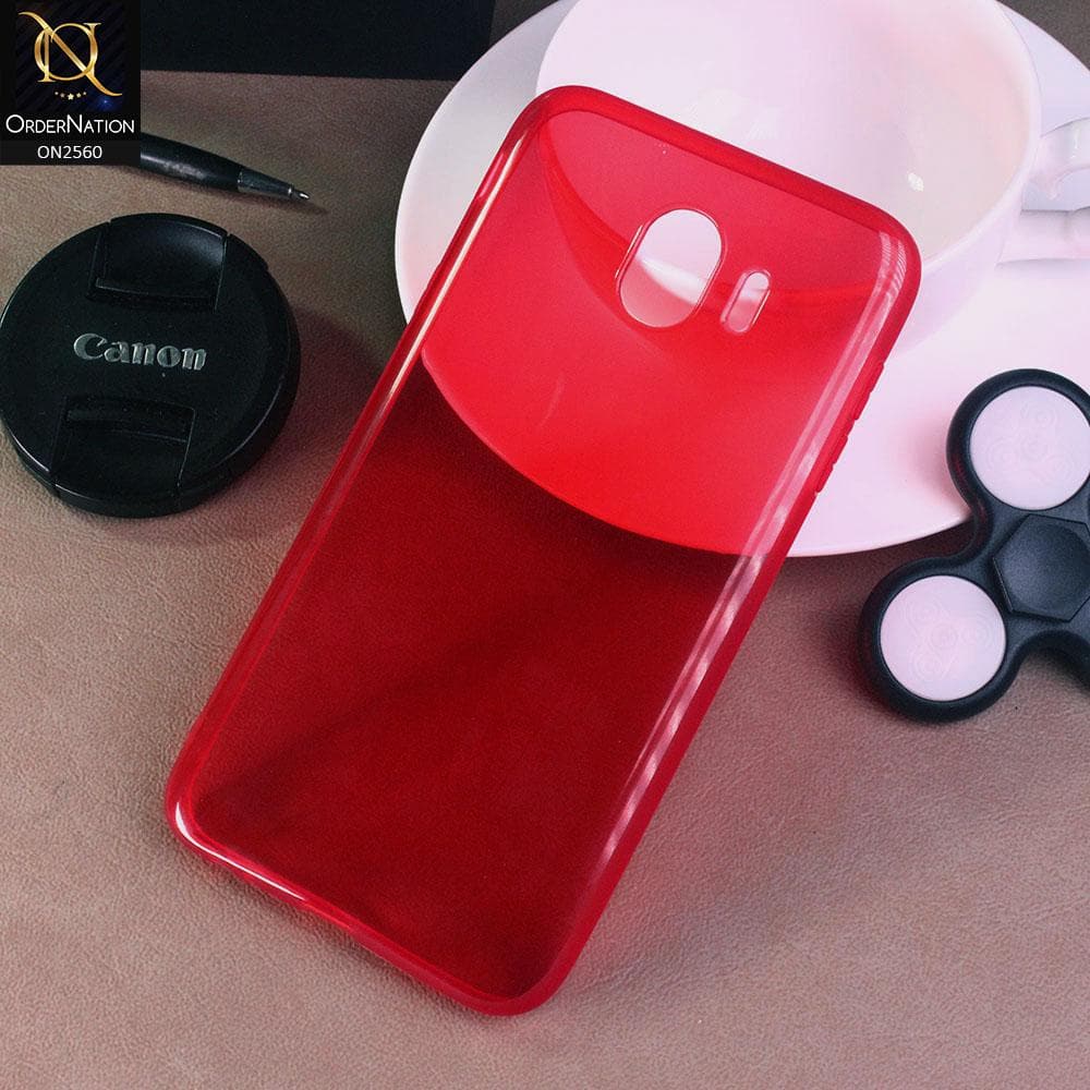 Samsung Galaxy J4 2018 - Red - Assorted Candy Color Transparent Soft Case