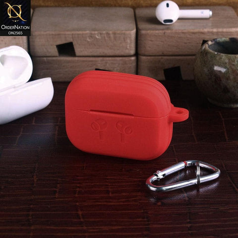 Apple Airpods Pro Cover - Red - Stylish Shockproof Portable Silicone Protective Case