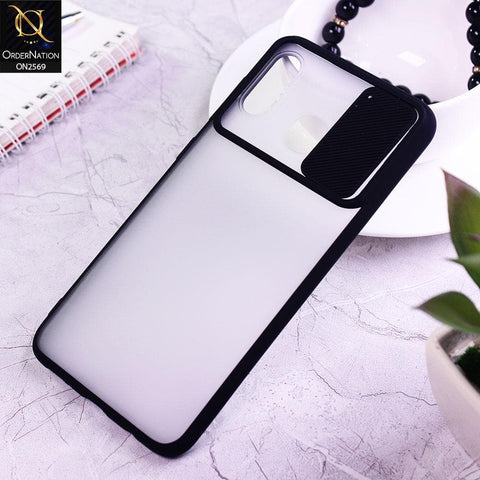 Samsung Galaxy A30 Cover - Black - Translucent Matte Shockproof Camera Slide Protection Case