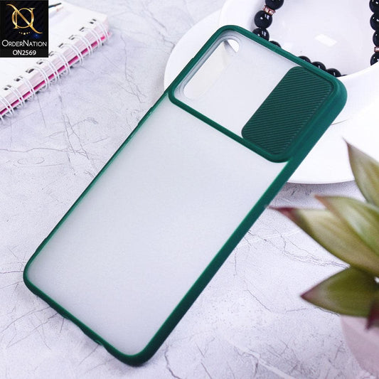 Samsung Galaxy A50 Cover - Green - Translucent Matte Shockproof Camera Slide Protection Case
