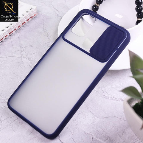Samsung Galaxy M31 Cover - Blue - Translucent Matte Shockproof Camera Slide Protection Case