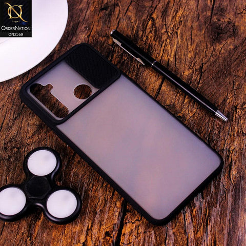 Realme 5s Cover - Black - Translucent Matte Shockproof Camera Slide Protection Case