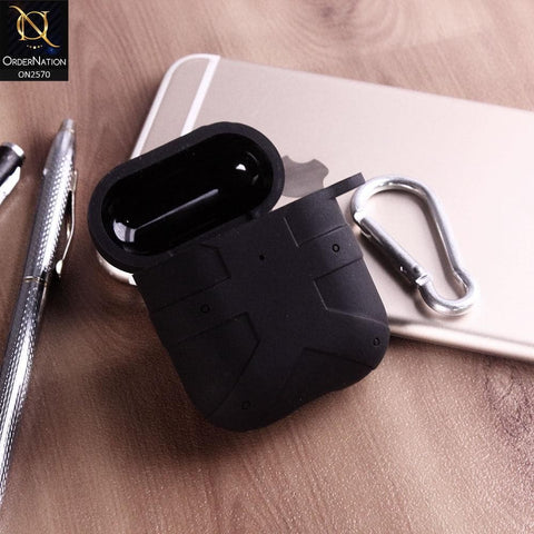 Apple Airpods 1 / 2 Cover - Black - Soft Silicone Luggage Bag Style Airpods Cover