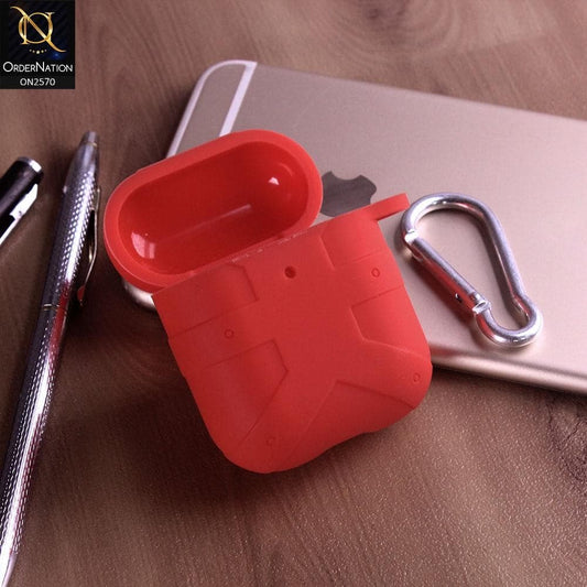 Apple Airpods 1 / 2 Cover - Red - Soft Silicone Luggage Bag Style Airpods Cover