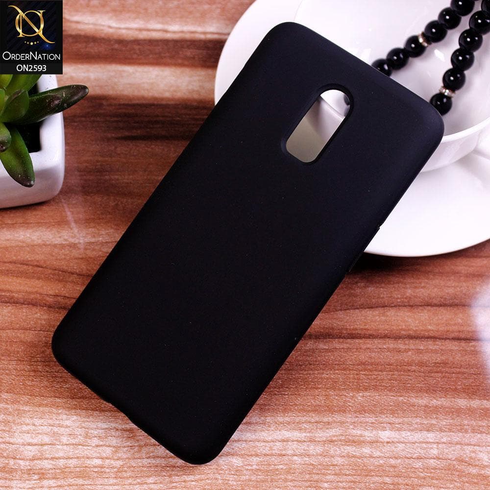 OnePlus 6T Cover - Black - HQ Silica Gel Silicon Shockproof Matte Soft Case