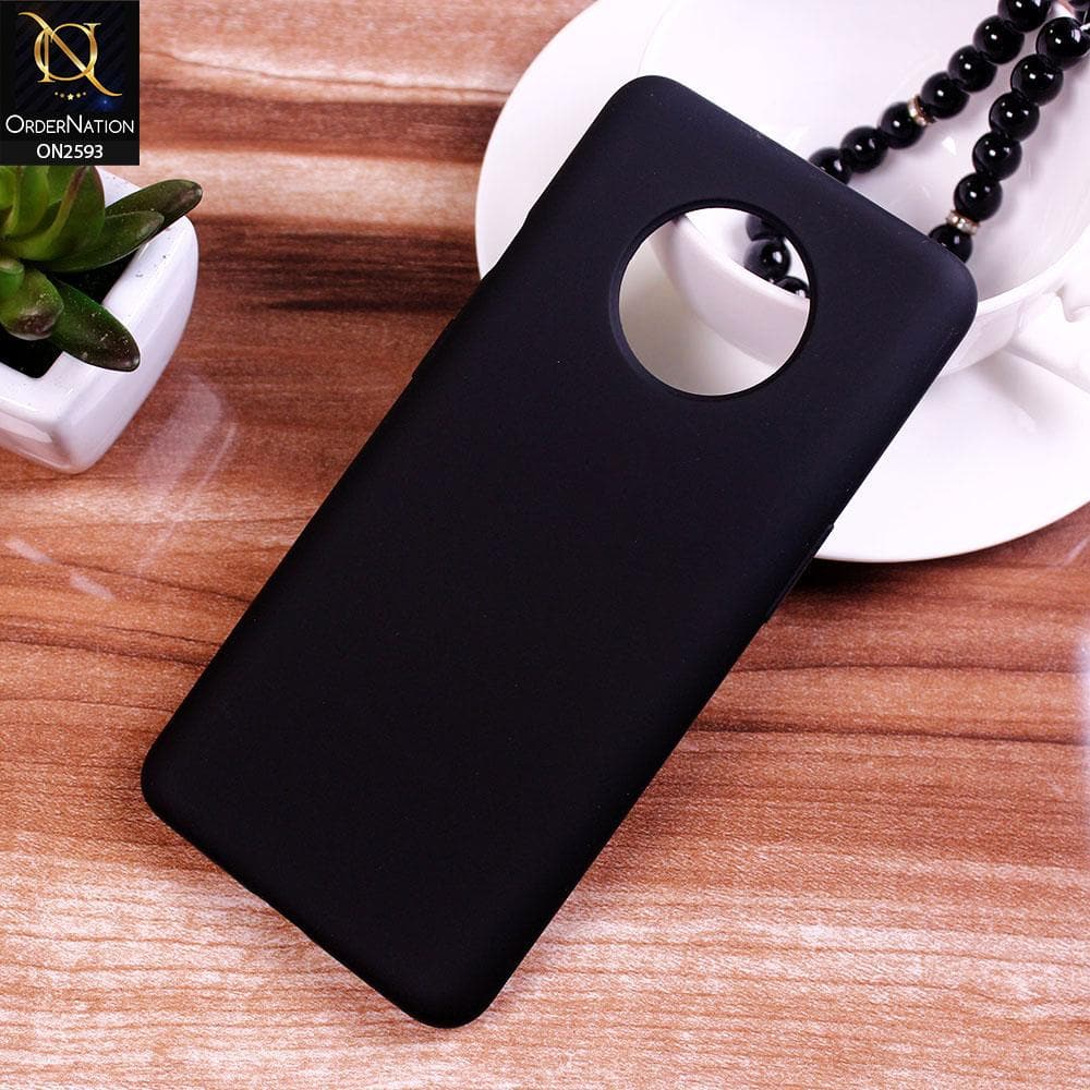 OnePlus 7T Cover - Black - HQ Silica Gel Silicon Shockproof Matte Soft Case