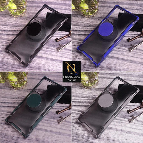 Samsung Galaxy Note 20 Ultra - Blue - New Stylish Hybrid Shell Case with Mobile Holder