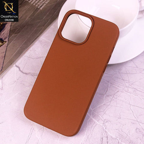 iPhone 13 Pro Max Cover - Brown - HQ Silica Gel Silicon Shockproof Matte Soft Case