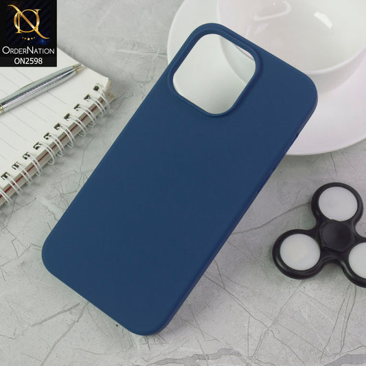 iPhone 15 Pro Cover - Blue - HQ Silica Gel Shockproof Matte Soft Silicone Case