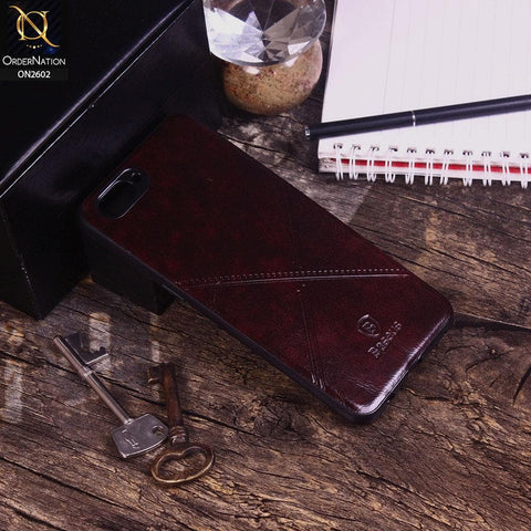 Oppo A3s Cover - Dark Brown - New Style Basaus X-Cross Leather Soft Case