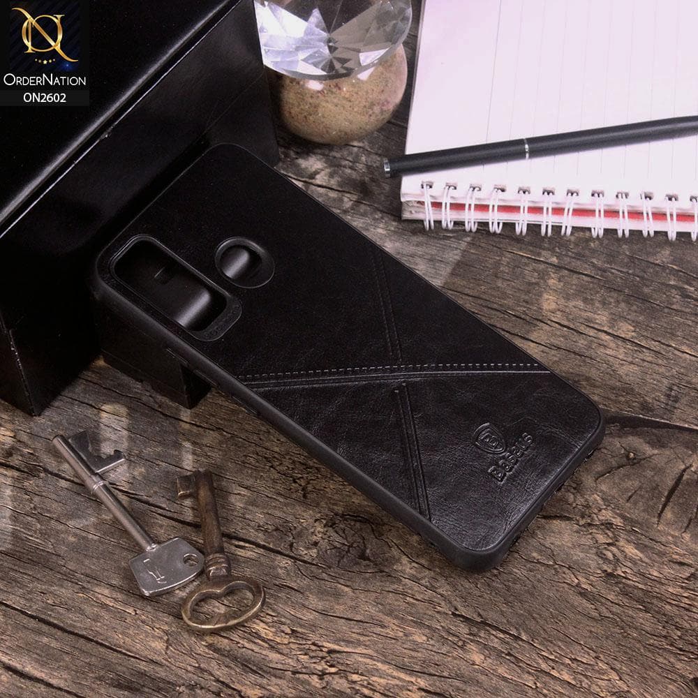 Tecno Camon 15 Cover - Black - New Style Basaus X-Cross Leather Soft Case