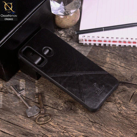 Tecno Camon 15 Cover - Black - New Style Basaus X-Cross Leather Soft Case