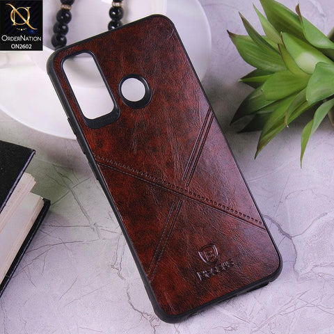 Tecno Camon 15 Cover - Dark Brown - New Style Basaus X-Cross Leather Soft Case