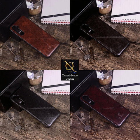 Oppo F15 Cover - Dark Brown - New Style Basaus X-Cross Leather Soft Case