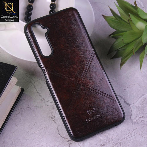 Realme 6 Pro Cover - Dark Brown - New Style Basaus X-Cross Leather Soft Case