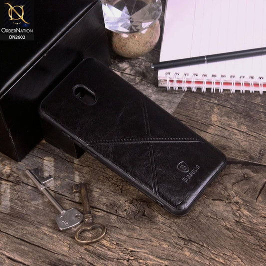 Xiaomi Redmi 8A Cover - Black - New Style Basaus X-Cross Leather Soft Case