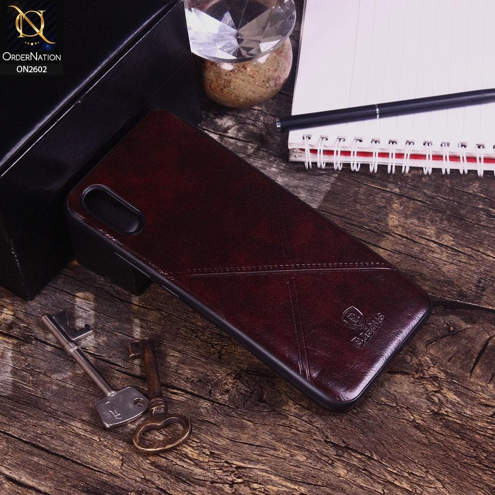 Xiaomi Redmi 9A Cover - Dark Brown - New Style Basaus X-Cross Leather Soft Case