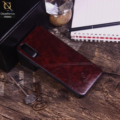 Vivo S1 Cover - Dark Brown - New Style Basaus X-Cross Leather Soft Case