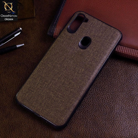 Samsung Galaxy A11 Cover - Brown - New Fabric Soft Silicone Logo Case