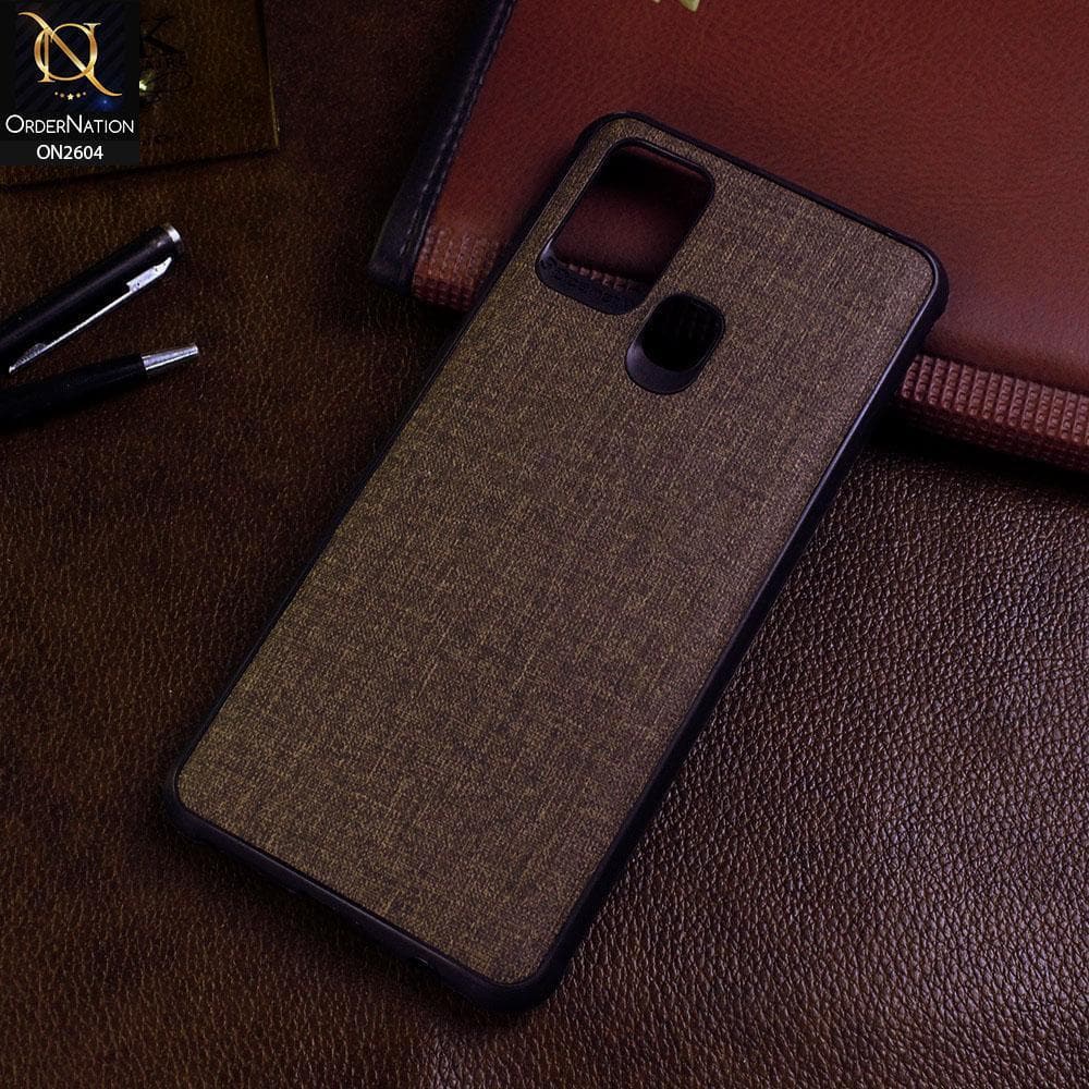 Samsung Galaxy A21s Cover - Brown - New Fabric Soft Silicone Logo Case