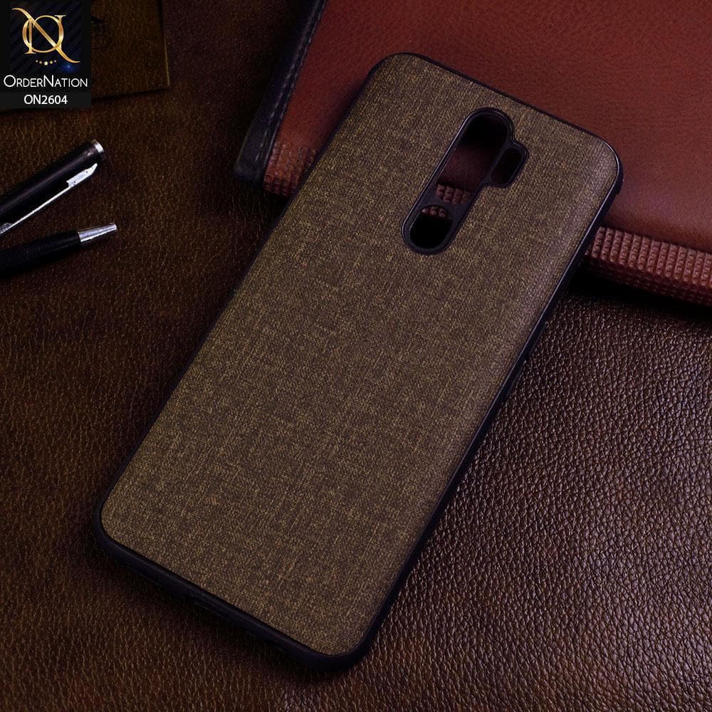 Oppo A9 2020 Cover - Brown - New Fabric Soft Silicone Logo Case
