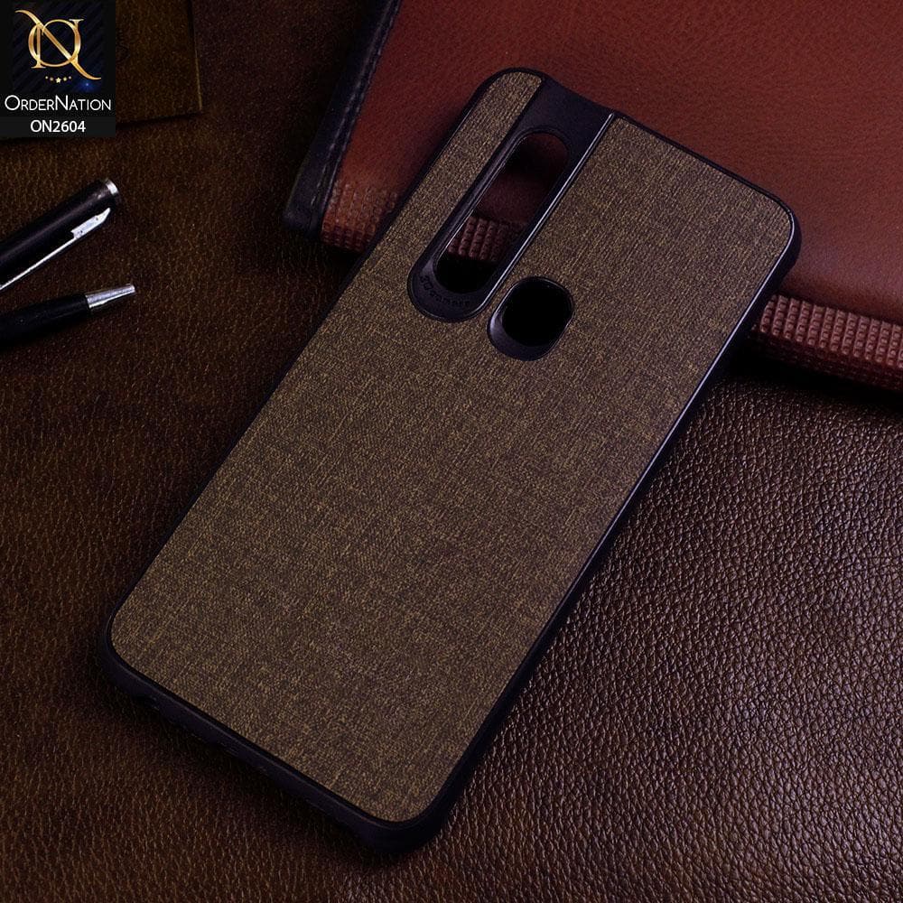 Tecno Camon 15 Premier Cover - Brown - New Fabric Soft Silicone Logo Case