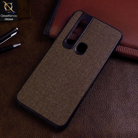 Tecno Camon 15 Premier Cover - Brown - New Fabric Soft Silicone Logo Case