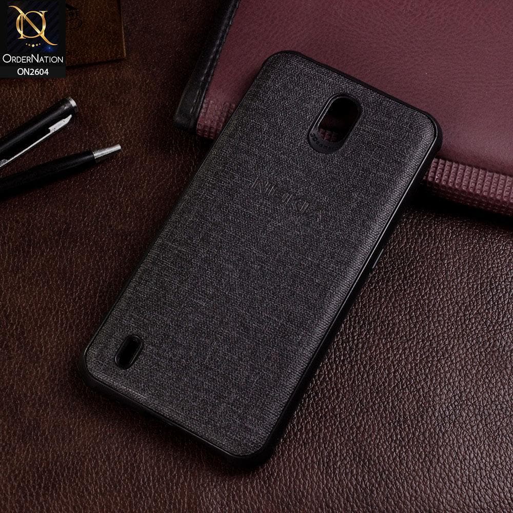 Nokia C1 Cover - Black - New Fabric Soft Silicone Logo Case