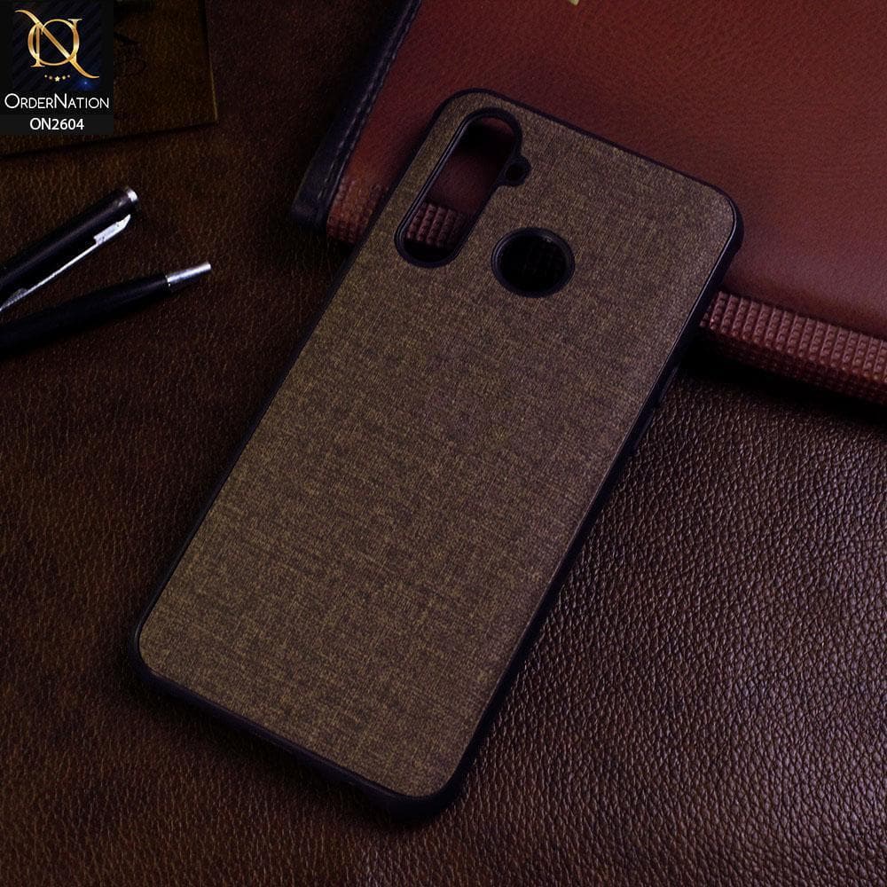 Realme 5 Pro Cover - Brown - New Fabric Soft Silicone Logo Case