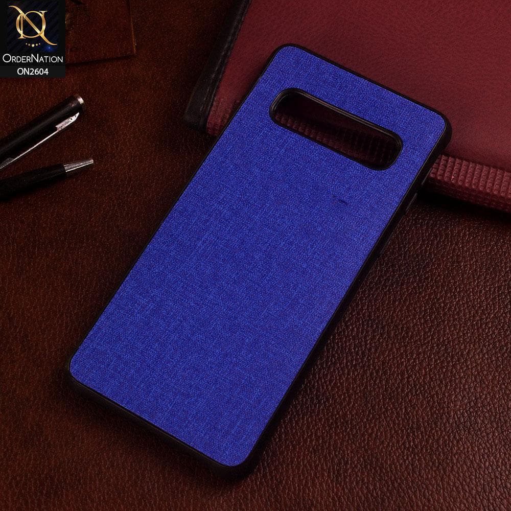 Samsung Galaxy S10 Cover - Blue - New Fabric Soft Silicone Logo Case
