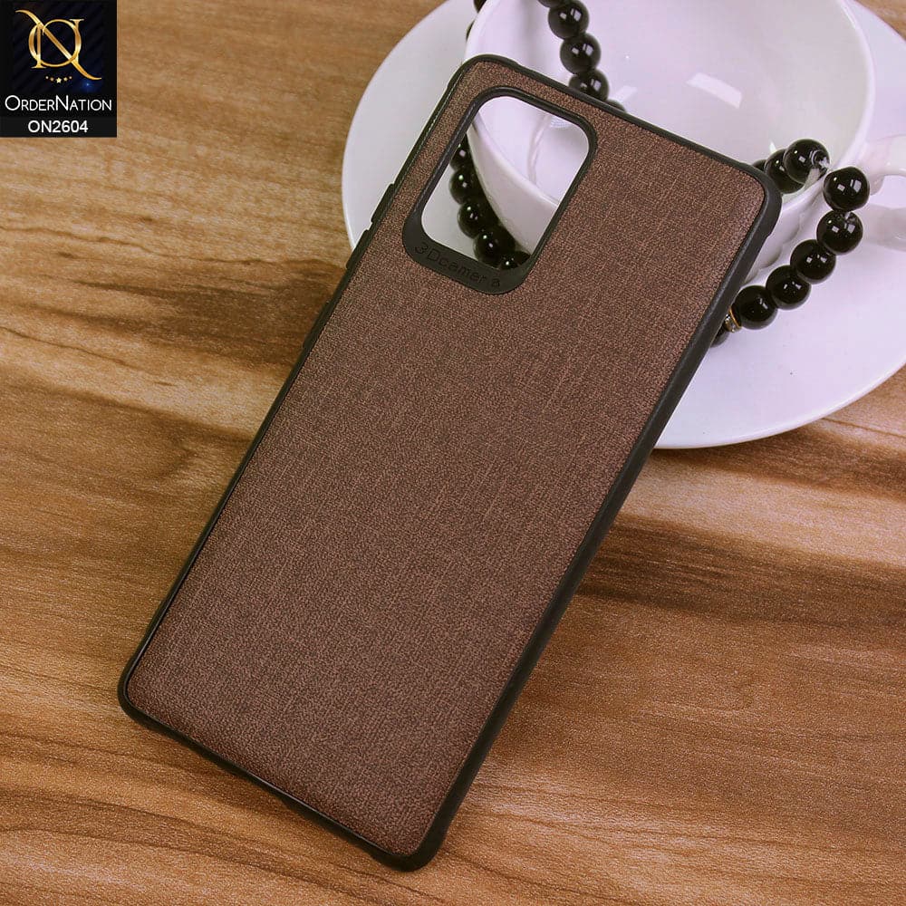 Samsung Galaxy A91 Cover - Brown - New Fabric Soft Silicone Logo Case