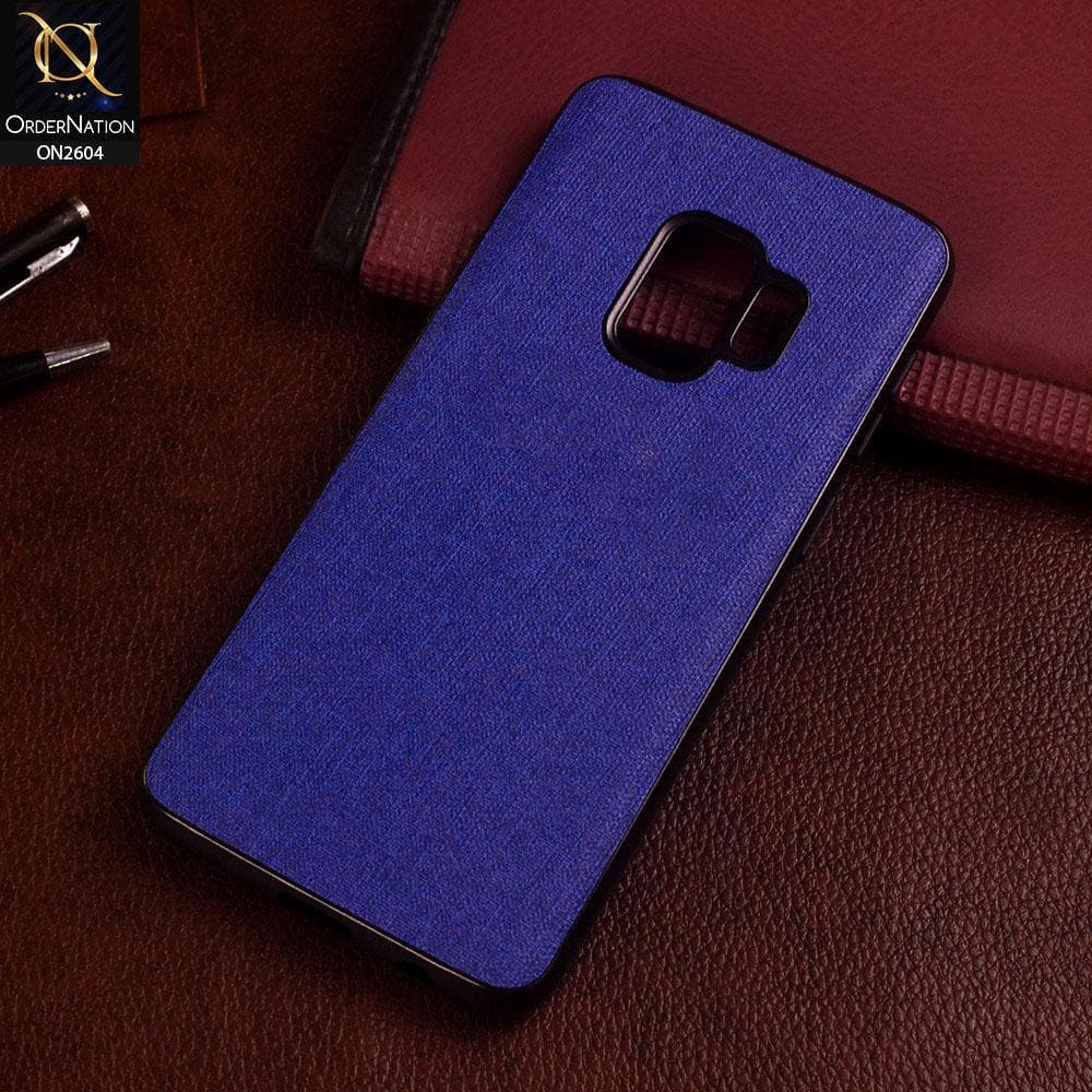 Samsung Galaxy S9 Cover - Blue - New Fabric Soft Silicone Logo Case