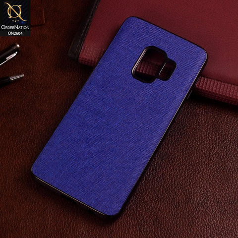Samsung Galaxy S9 Cover - Blue - New Fabric Soft Silicone Logo Case