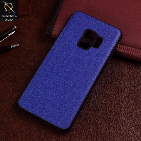 Samsung Galaxy S9 Cover - Blue - V2 - New Fabric Soft Silicone Logo Case