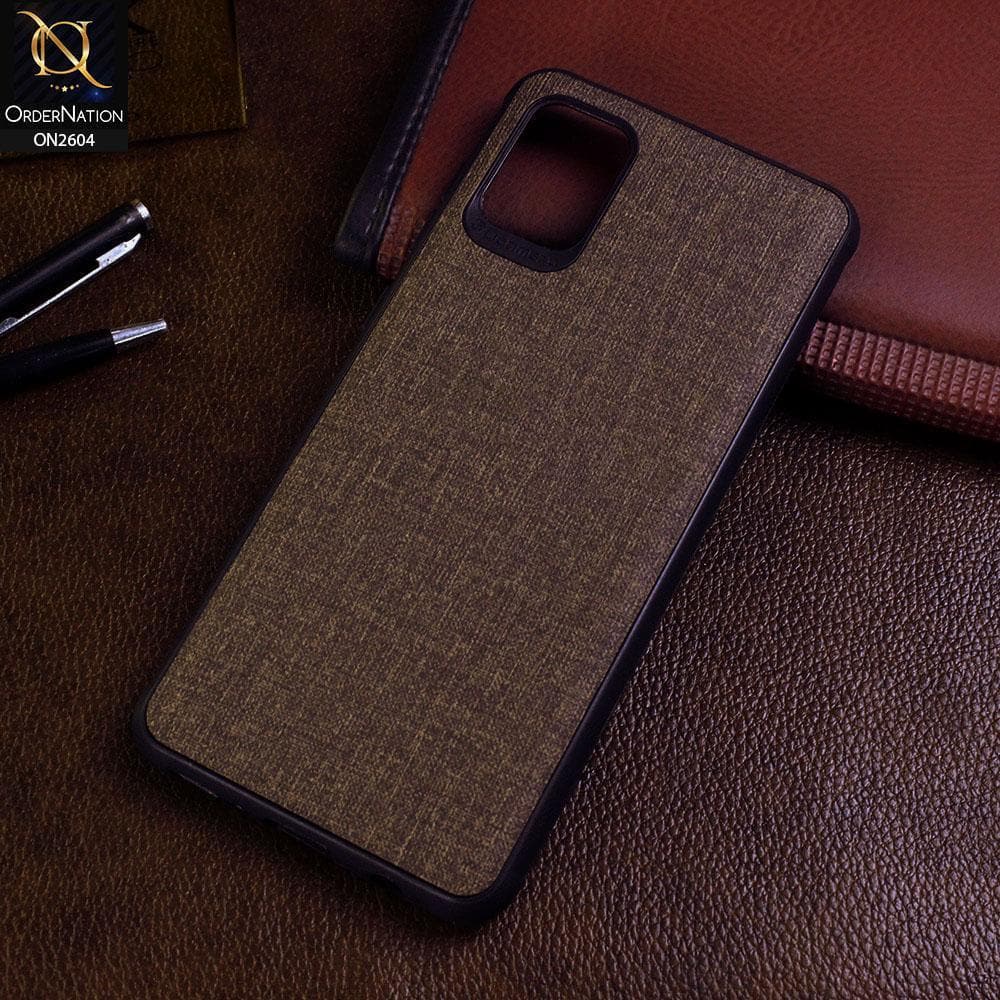 Samsung Galaxy A31 Cover - Brown - New Fabric Soft Silicone Logo Case