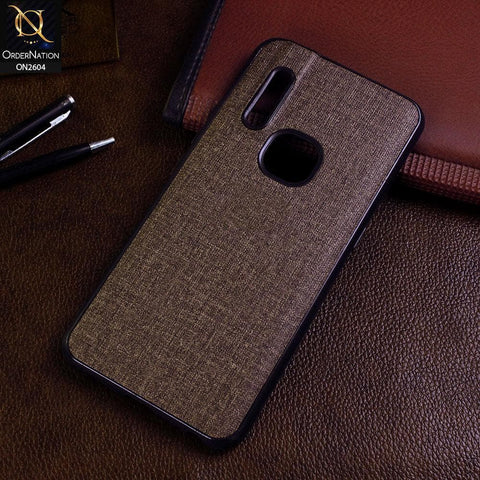 Vivo V15 Cover - Brown - New Fabric Soft Silicone Logo Case