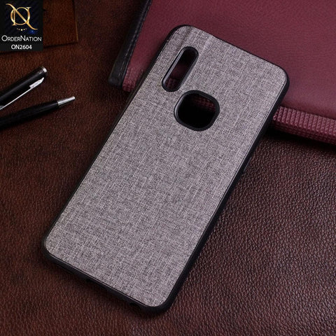 Vivo V15 Cover - Gray - New Fabric Soft Silicone Logo Case
