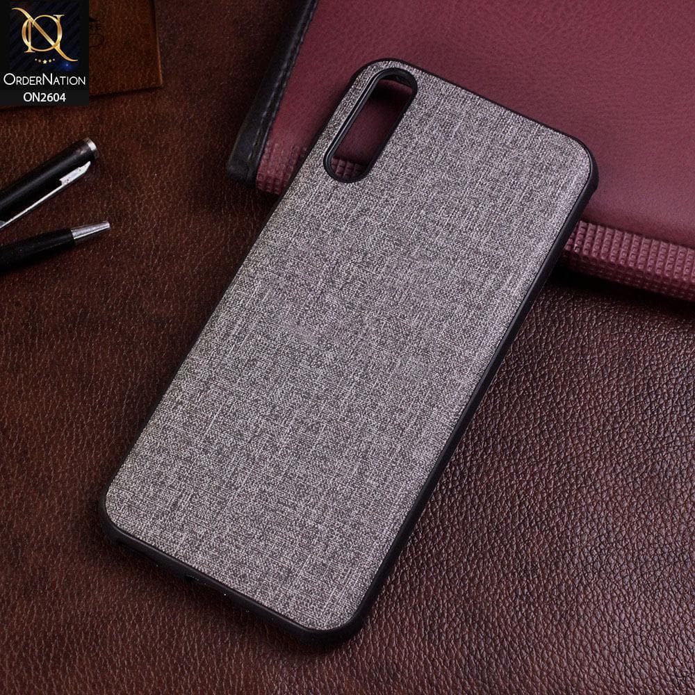 Huawei Y8p Cover - Gray - New Fabric Soft Silicone Logo Case