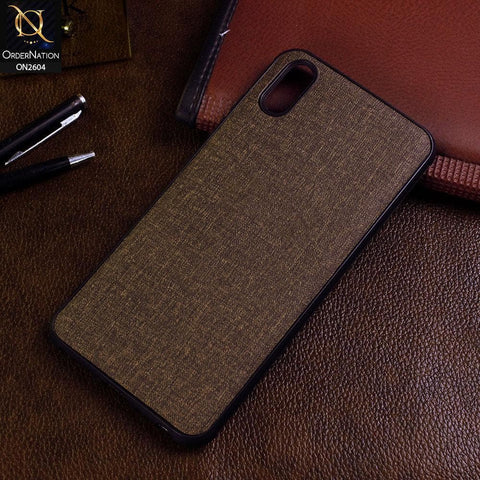 Vivo Y93 Cover - Brown - New Fabric Soft Silicone Logo Case