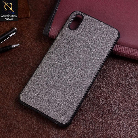 Vivo Y93 Cover - Gray - New Fabric Soft Silicone Logo Case