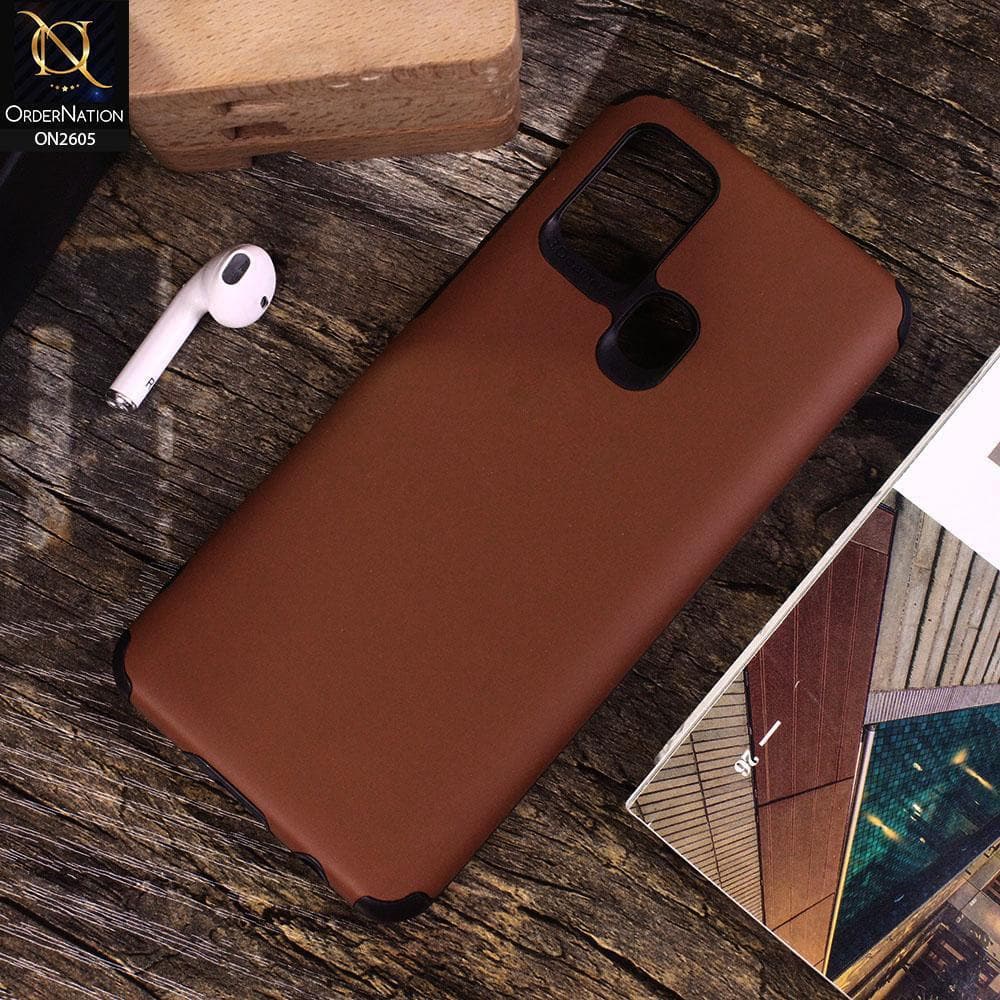 Samsung Galaxy A21s - Brown - Matte Colorful Soft Pu Leather Case
