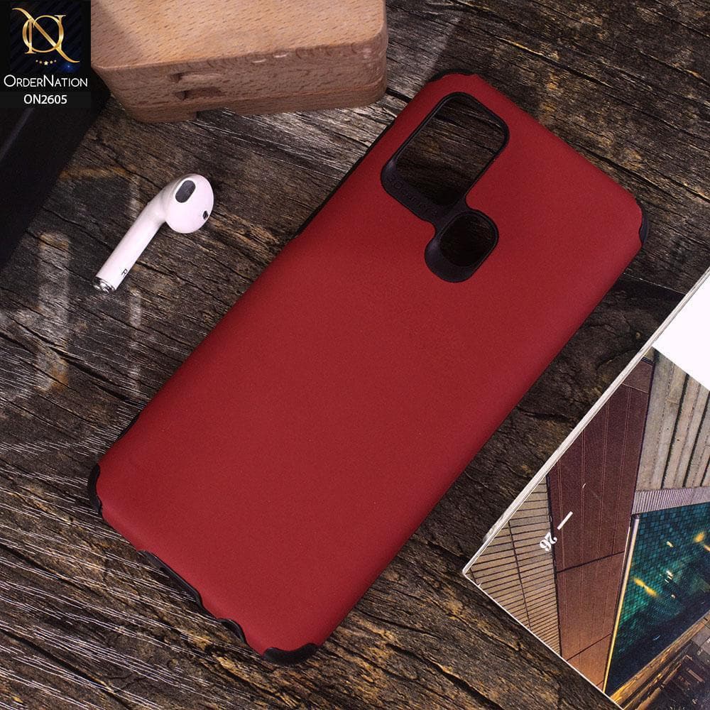 Samsung Galaxy A21s - Red - Matte Colorful Soft Pu Leather Case