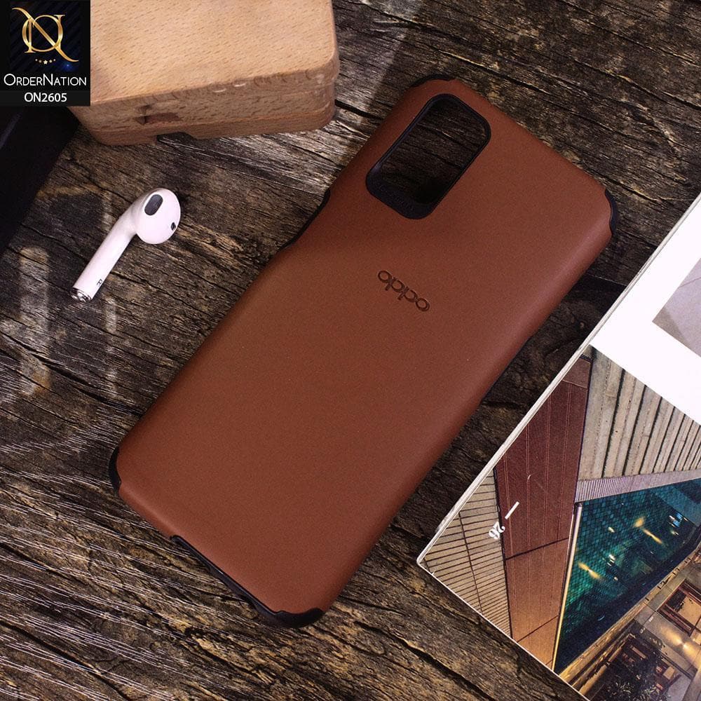 Oppo A92 - Brown - Matte Colorful Soft Pu Leather Case