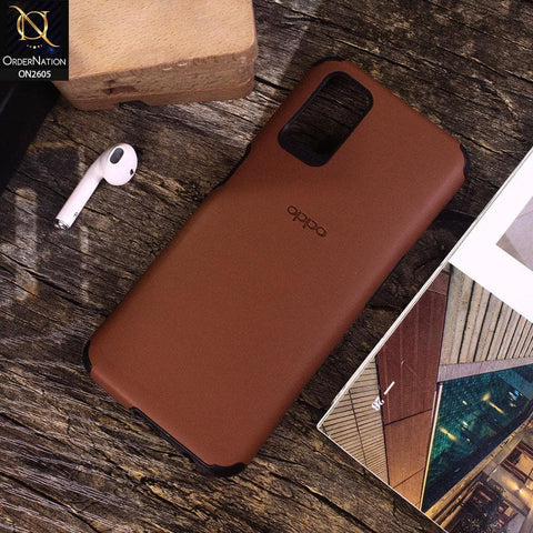 Oppo A92 - Brown - Matte Colorful Soft Pu Leather Case