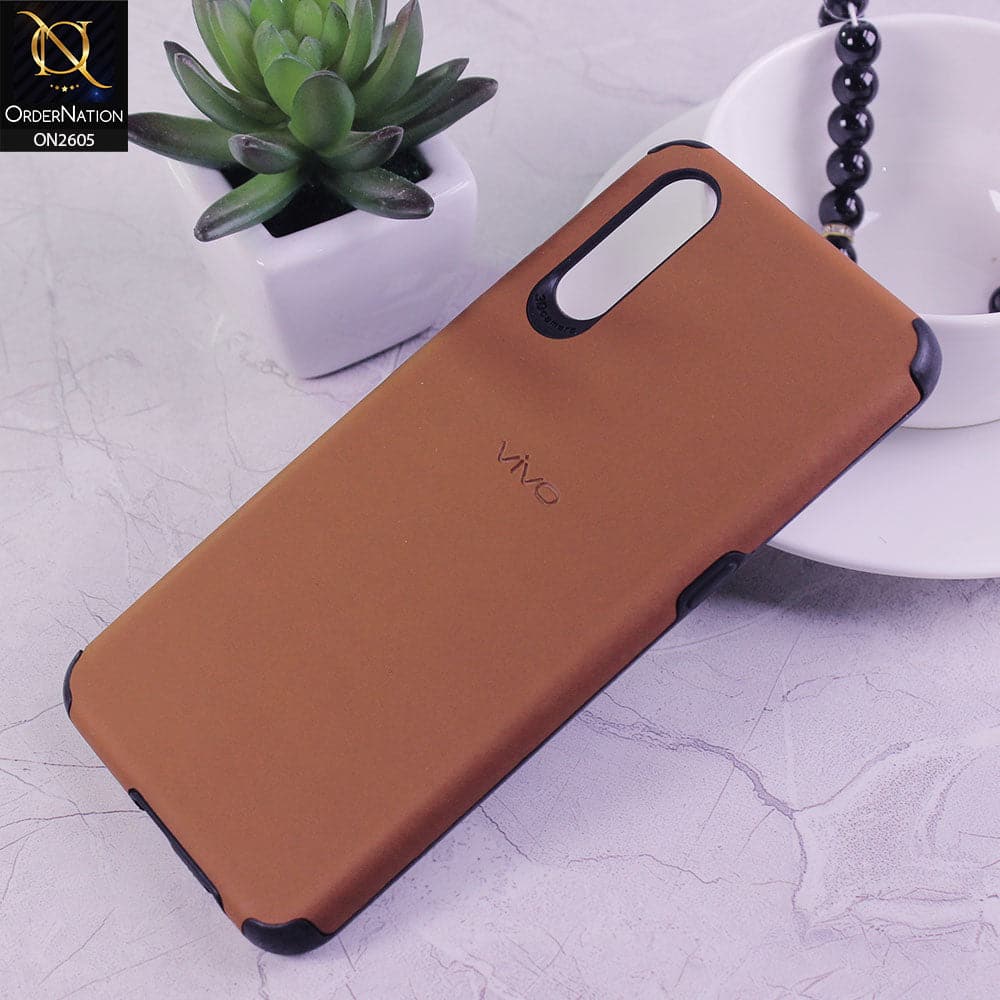 Vivo S1 Cover - Brown - Matte Colorful Soft Pu Leather Case