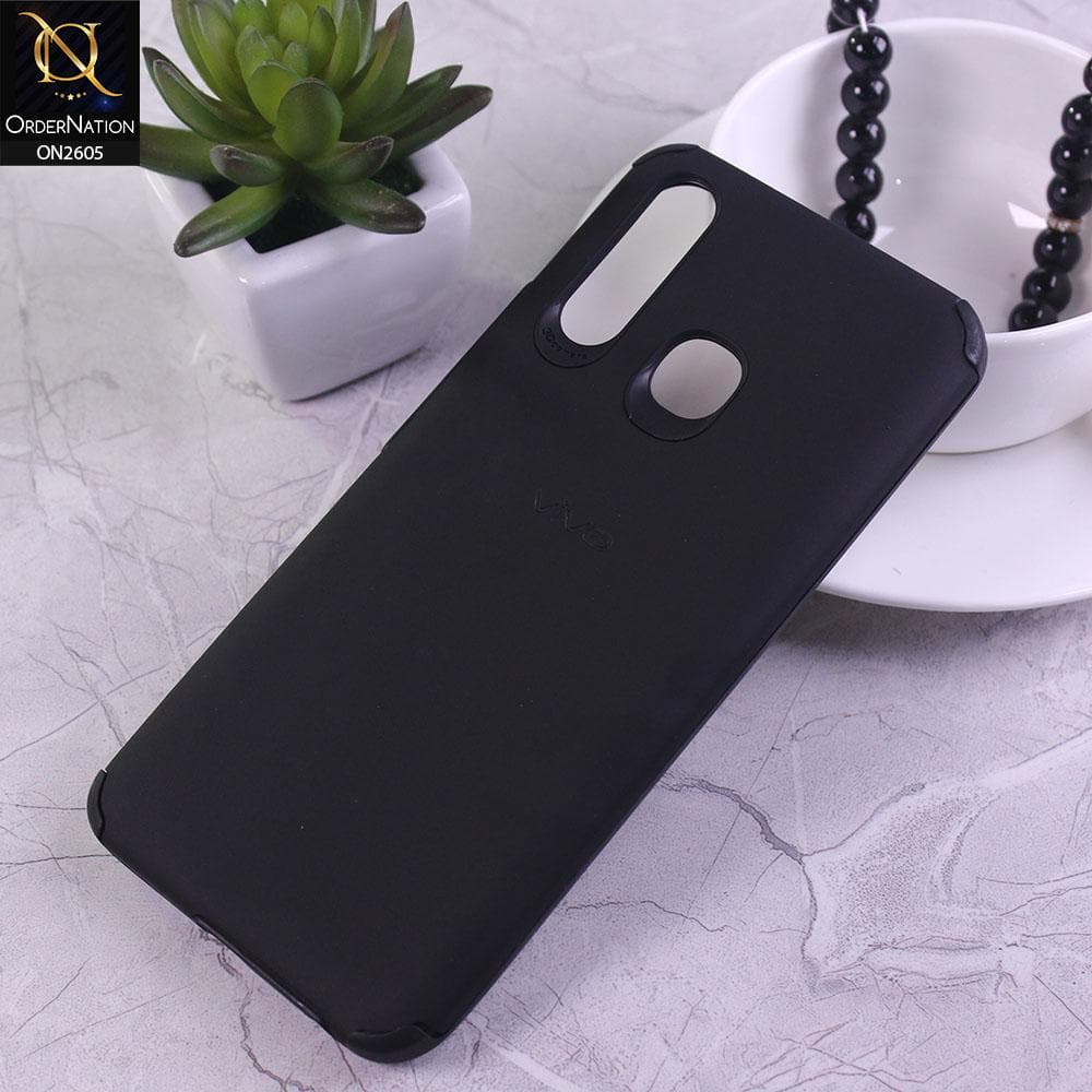 Vivo Y19 Cover - Black - Matte Colorful Soft Pu Leather Case