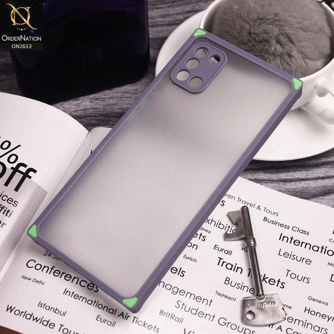 Samsung Galaxy A31 Cover - Gray - Square Style Semi Tranparent Color Soft Frame Matte Hard Case