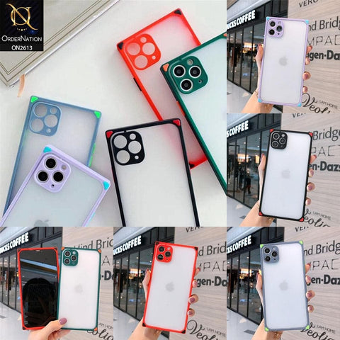 Oppo A12 Cover - Green - Square Style Semi Tranparent Color Soft Frame Matte Hard Case