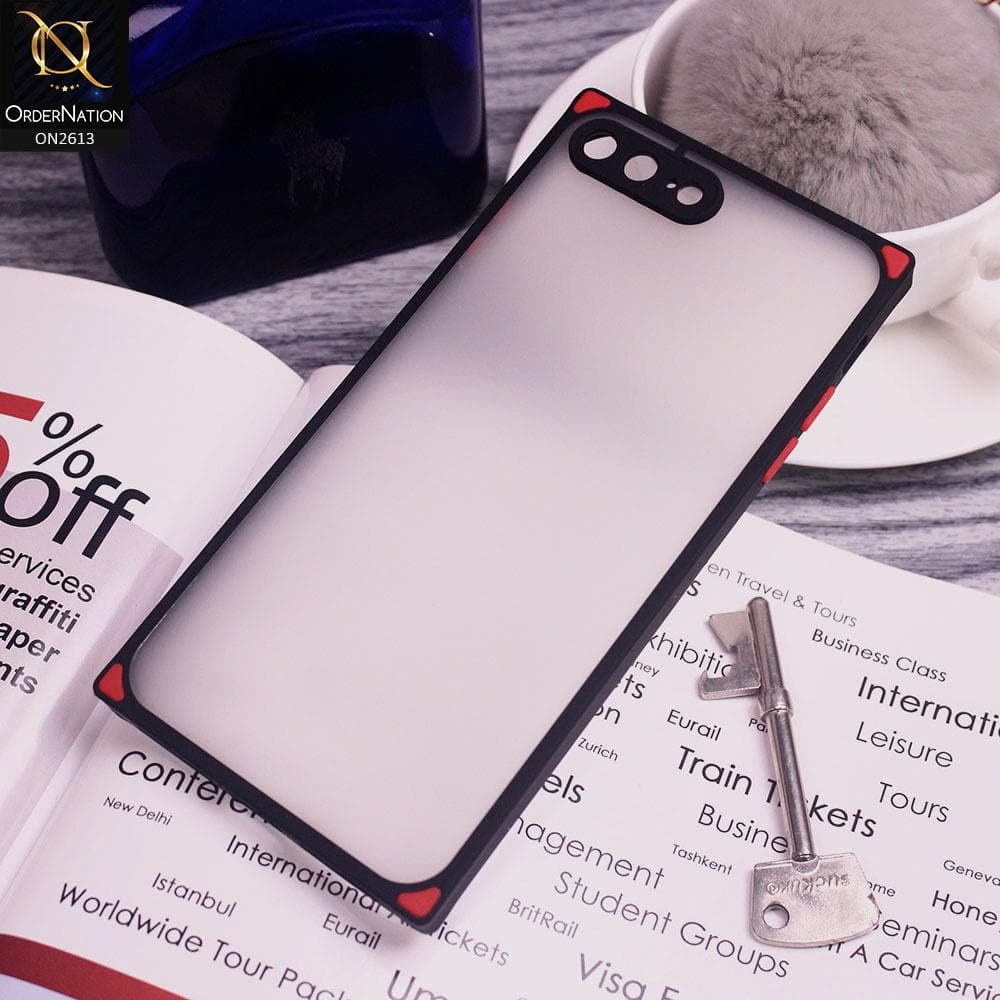 iPhone 8 Plus / 7 Plus Cover - Black - Square Style Semi Tranparent Color Soft Frame Matte Hard Case