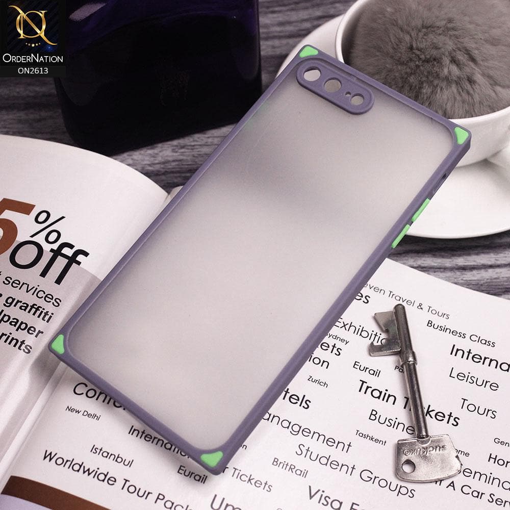 iPhone 8 Plus / 7 Plus Cover - Gray - Square Style Semi Tranparent Color Soft Frame Matte Hard Case